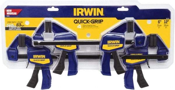 Irwin - 12" Capacity, 2-7/16" Throat Depth Carbon Steel Bar Clamp - 140 Lb Clamping Pressure - Caliber Tooling