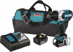 Makita - 3/4" Drive 18 Volt Pistol Grip Cordless Impact Wrench & Ratchet - 1,850 RPM, 780 Ft/Lb Torque, 2 Lithium-Ion Batteries Included - Caliber Tooling