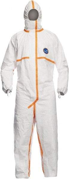 Dupont - Size L Tyvek General Purpose Coveralls - White, Zipper Closure, Elastic Cuffs with Thumb-loop, Elastic Ankles, Taped Seams - Caliber Tooling