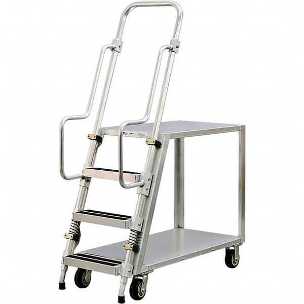 New Age Industrial - 69-1/2" High 800 Lb Capacity 3 Step Stock-Picking Ladder - Caliber Tooling