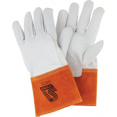 Steiner - Size XL Unlined Goatskin Welding Glove - Gauntlet Cuff, Wing Thumb, For TIG - Caliber Tooling