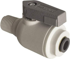 Parker - 1/2" Pipe, Full Port, Polypropylene Valve Male Connector Ball Valve - Bi-Directional, MNPT x Push-to-Connect Ends, Wedge Handle, 150 WOG - Caliber Tooling