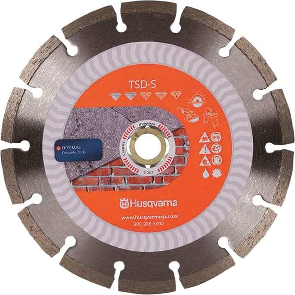 Husqvarna - 4-1/2" Diam, 5/8 & 7/8" Arbor Hole Diam, Continuous Edge Tooth Wet & Dry Cut Saw Blade - Diamond-Tipped, Fast Cutting Action, Standard Round Arbor - Caliber Tooling