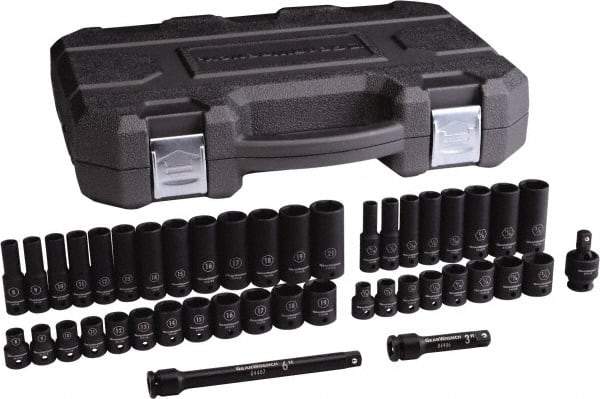 GearWrench - 44 Piece 3/8" Drive Black Finish Deep Well Impact Socket Set - 6 Points, 5/16" to 3/4" (8mm to 21mm) Range, Inch/Metric Measurement Standard - Caliber Tooling