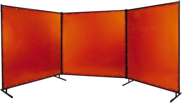 Steiner - 6' Wide x 6' High, 40mm Thickness, Transparent Vinyl Portable Welding Screen - Orange - Caliber Tooling