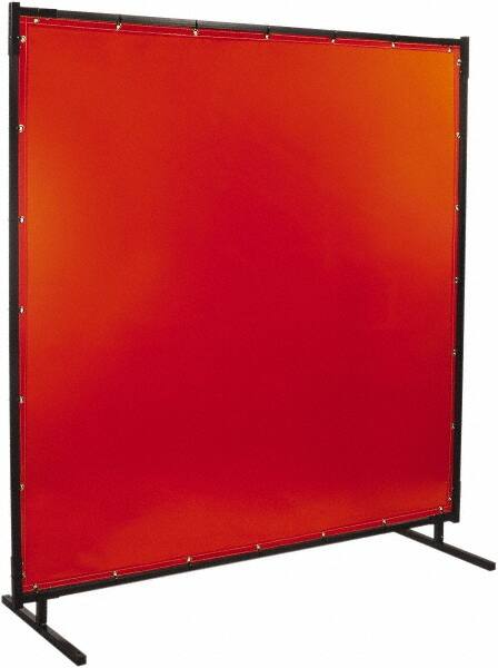 Steiner - 8' Wide x 8' High, 40mm Thickness, Transparent Vinyl Portable Welding Screen - Orange - Caliber Tooling