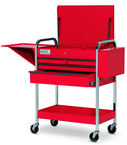 4 Drawer Red Service Cart with Lid; Rack & Tray - Caliber Tooling