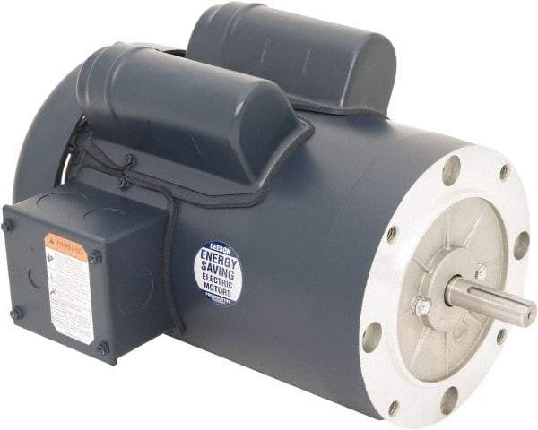 Leeson - 2 Max hp, 1,800 Max RPM, Capacitor Start Electric AC DC Motor - 115/230 V Input, Single Phase, 56C Frame, 5/8" Shaft Diam, C-Face Mount, TEFC Enclosure - Caliber Tooling