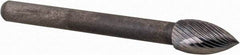 M.A. Ford - 3/16" Cut Diam, 1/8" Shank Diam, Flame Head Double Cut Burr - Carbide, Radius End, 3/8" LOC, 1-1/2" OAL - Caliber Tooling