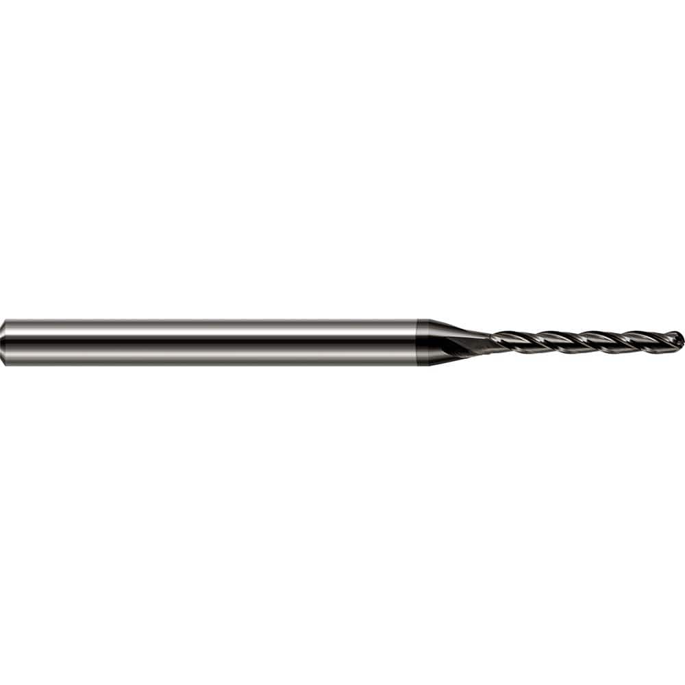 Ball End Mill: 2″ LOC, 4 Flute, Solid Carbide 4″ OAL, 1/4″ Shank Dia, 30 ° Helix, Amorphous Diamond Coated