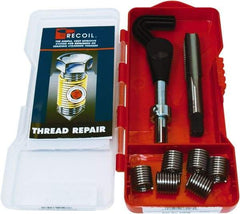 Recoil - 6 Inserts, 3/8-18 - 3/8-18 Internal Thread, 3/8-18, Stainless Steel, Thread Repair Kit - Includes Installation Tool and Tap - Exact Industrial Supply