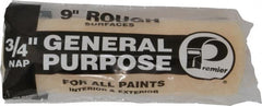 Premier Paint Roller - 3/4" Nap, 9" Wide Paint General Purpose Roller Cover - Semi-Smooth Texture, Polyester - Caliber Tooling