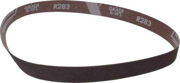 Norton - 1" Wide x 30" OAL, 80 Grit, Aluminum Oxide Abrasive Belt - Aluminum Oxide, Medium, Coated, X Weighted Cloth Backing, Series R283 - Caliber Tooling