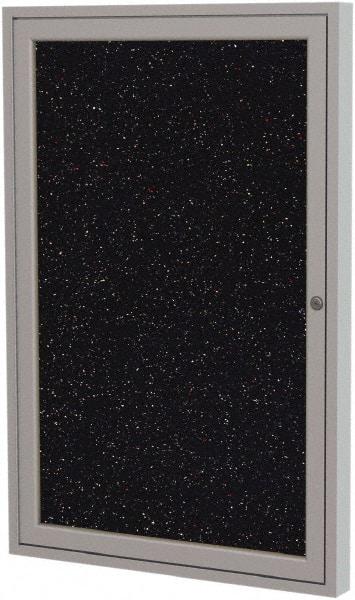 Ghent - 24" Wide x 18" High Enclosed Cork Bulletin Board - Fabric Covered, Black - Caliber Tooling