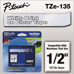 Brother - 1/2" Wide x 314.4" Long, Clear Plastic/Paper Tape Cassette - For Label Maker - Caliber Tooling