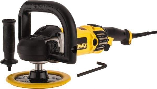 DeWALT - 7" Pad Diam, 600 & 3,500 RPM, Handheld Electric Polisher - 5/8-11" Spindle Thread, 12 Amps, 115 Volts - Caliber Tooling