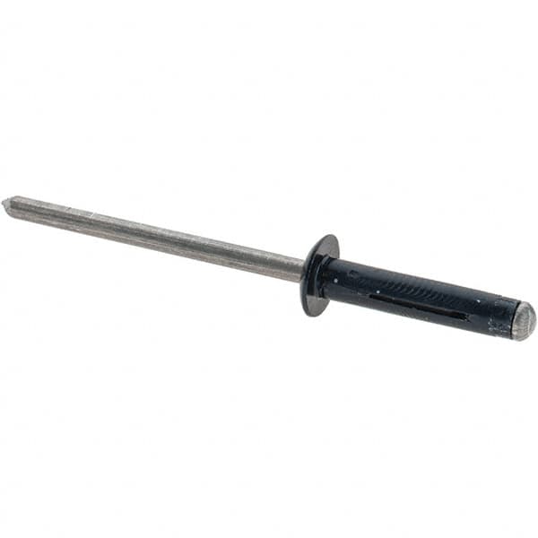 Made in USA - Large Flange Head Aluminum Peel Blind Rivet - Steel Mandrel, 0.039" to 3/8" Grip, 0.313" Head Diam, 0.156" Max Hole Diam, 0.717" Length Under Head, - Caliber Tooling