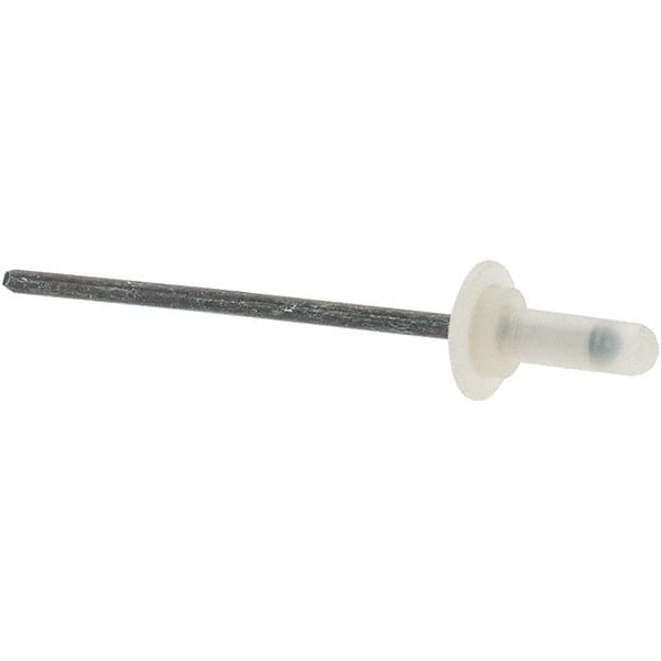 Value Collection - Large Flange Head Aluminum Closed End Sealing Blind Rivet - Steel Mandrel, 0.157" to 0.312" Grip, 1/4" Head Diam, 0.126" Max Hole Diam, 0.374" Length Under Head, - Caliber Tooling