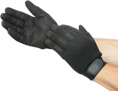 Ability One - Size L Nylon/Spandura General Protection Work Gloves - For Mechanic's & Lifting, Uncoated, Hook & Loop Cuff, Full Fingered, Black, Paired - Caliber Tooling