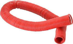 PRO-SOURCE - 1/8" ID, 1/8 Thread, 50' Long, Red Nylon Coiled & Self Storing Hose - 386 Max psi, No Fittings - Caliber Tooling