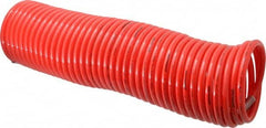 PRO-SOURCE - 3/8" ID, 3/8 Thread, 50' Long, Red Nylon Coiled & Self Storing Hose - 225 Max psi, Male Swivel x Male Swivel - Caliber Tooling