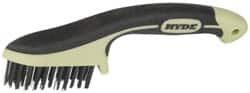 Hyde Tools - 1-1/8 Inch Trim Length Steel Scratch Brush - 3-1/4" Brush Length, 8-3/4" OAL, 1-1/8" Trim Length, Plastic with Rubber Overmold Ergonomic Handle - Caliber Tooling