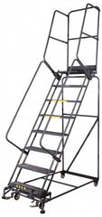 Ballymore - 105" 6 Step Ladder - Rolling Safety Ladder, 450 Lb Capacity, 60" Platform Height, 32" Base Width x 49" Base Depth, Grip Strut - Caliber Tooling