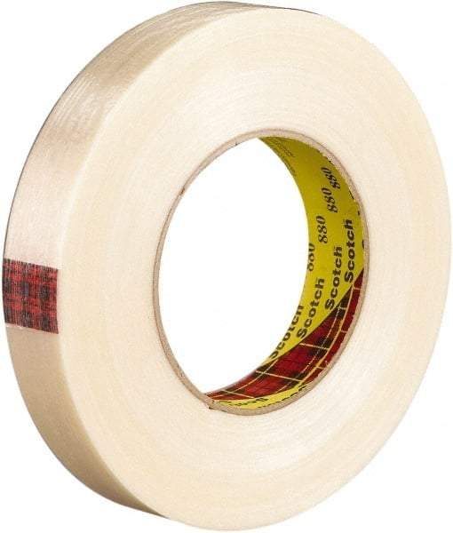 3M - 18mm x 55m Translucent Rubber Adhesive Strapping Tape - Polyester Yarn Filament-Reinforced Backing, 7.7 mil Thick, 270 Lb Tensile Strength, Series 880 - Caliber Tooling