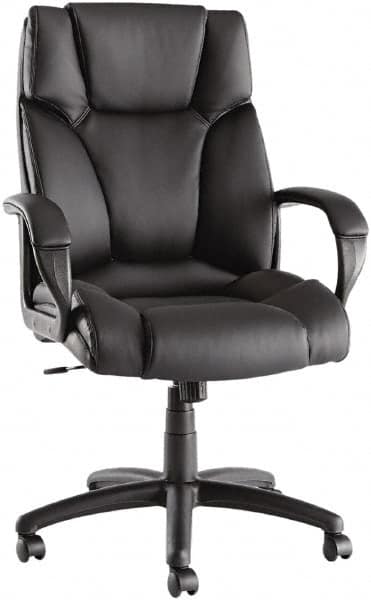 ALERA - 28-3/8" High Office/Managerial/Executive Chair - 21" Wide x 20" Deep, Soft Leather Seat, Black - Caliber Tooling