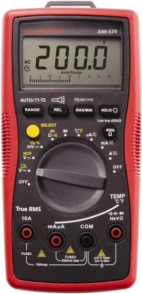 Amprobe - 4210340, CAT IV, CAT III, 1,000 VAC/VDC, Digital True RMS Auto Ranging Manual Ranging Multimeter - 60 mOhm, Measures Voltage, Capacitance, Current, Frequency, Resistance, Temperature - Caliber Tooling