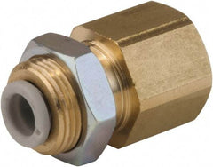 SMC PNEUMATICS - 16mm OD, 3/8 BSPT, Brass/Polybutylene Push-to-Connect Female Bulkhead - 145 Max psi - Caliber Tooling