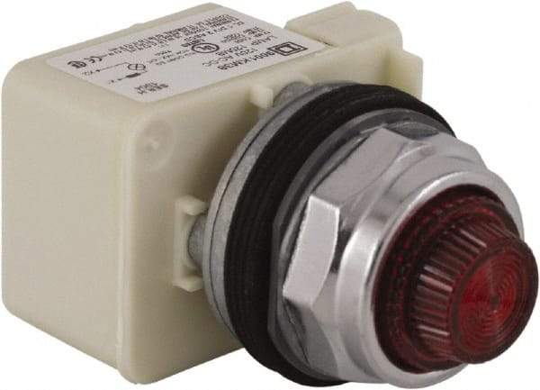 Schneider Electric - 120 V Red Lens Incandescent Pilot Light - Round Lens, Screw Clamp Connector - Caliber Tooling