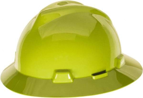 MSA - ANSI Type I, Class E Rated, Ratchet Adjustment Hard Hat - One Size Fits Most, Hi-Viz Yellow, Full Brim - Caliber Tooling