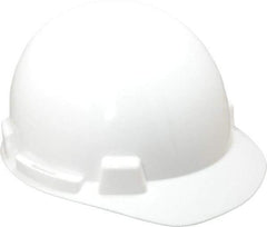 MSA - ANSI Type I, Class E Rated, 4-Point, Ratchet Adjustment Hard Hat - Size 6-1/2 to 8, White, Standard Brim - Caliber Tooling