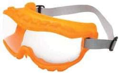 Uvex - Size Universal, Clear Polycarbonate Anti-Fog & Scratch Resistant Lens, Safety Goggles - Indirect Vent, Orange TPE (Thermopoly Elastomer) Frame, Over the Glass Style - Caliber Tooling