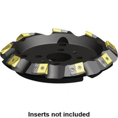 Kennametal - 10" Cut Diam, 2-1/2" Arbor Hole, 17.15mm Max Depth of Cut, 45° Indexable Chamfer & Angle Face Mill - 9 Inserts, LN.U 2410... Insert, Right Hand Cut, 9 Flutes, Series MEGA45 - Caliber Tooling