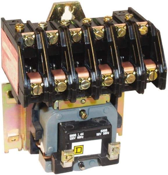 Square D - No Enclosure, 6 Pole, Electrically Held Lighting Contactor - 20 A (Tungsten), 30 A (Fluorescent), 208 VAC at 60 Hz, 6NO Contact Configuration - Caliber Tooling