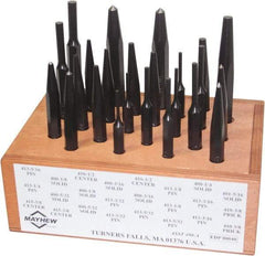 Mayhew - 24 Piece, 1/8 to 1/2", Center, Pin & Prick Starter Punch Set - Hex Shank, Steel, Comes in Boxed - Caliber Tooling