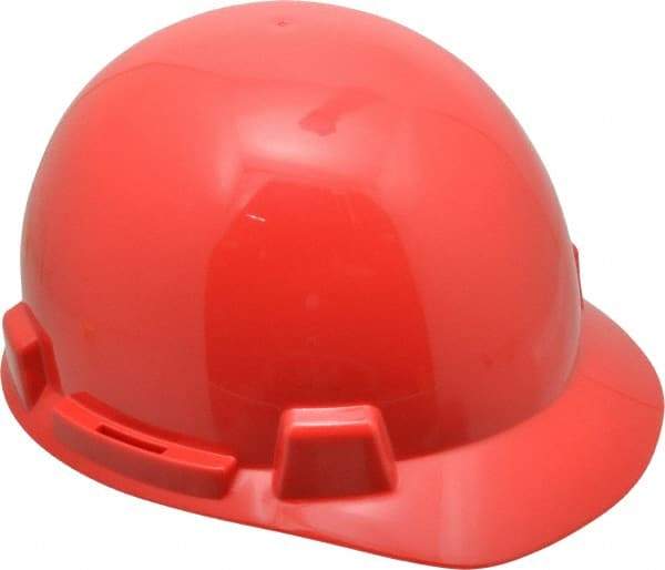 MSA - ANSI Type I, Class E Rated, 4-Point, Ratchet Adjustment Hard Hat - Red, Standard Brim - Caliber Tooling