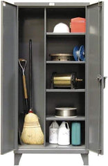 Strong Hold - 4 Shelf Combination Storage Cabinet - Steel, 48" Wide x 24" Deep x 72" High, Dark Gray - Caliber Tooling