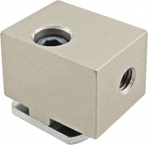 80/20 Inc. - Open Shelving Panel Mount Block - Aluminum, Clear Anodized Finish, Use with 40 Series & Bolt Kit 13-8316 - Caliber Tooling