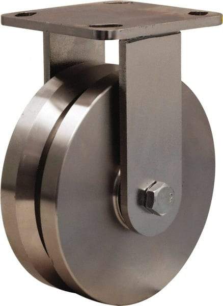 Hamilton - 6" Diam x 2" Wide, Stainless Steel Swivel Caster - 1,200 Lb Capacity, Top Plate Mount, 4" x 5" Plate, Stainless Steel Precision Ball Bearing - Caliber Tooling