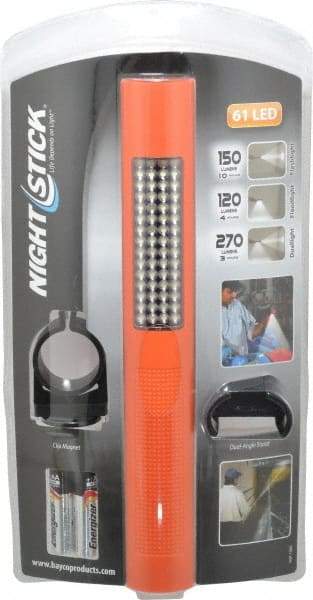 Bayco - White LED Bulb, 270 Lumens, Industrial/Tactical Flashlight - Orange Plastic Body, 4 AA Alkaline Batteries Included - Caliber Tooling