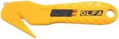 Olfa - Retractable Utility Knife - 1.58" High Carbon Tool Steel Blade, Yellow Nylon-6 Polyamide Handle, 1 Blade Included - Caliber Tooling