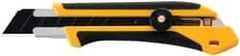 Olfa - Snap Utility Knife - 4.96" High Carbon Tool Steel Blade, Yellow & Black Elastomer & Fiber Reinforced Polymer Handle, 1 Blade Included - Caliber Tooling