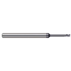 Corner Radius End Mill: 0.093″ Dia, 9/64″ LOC, 0.01″ Radius, 3 Flutes, Solid Carbide 2-1/2″ OAL, 1/8″ Shank Dia, 37 ° Helix, AlTiN Coated, Corner Radius End