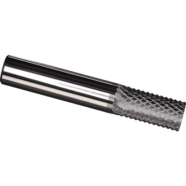 Made in USA - 1/8" Diam, 1/2" LOC, Plain End, Solid Carbide Diamond Pattern Router Bit - Right Hand Cut, 1-1/2" OAL, 1/8" Shank Diam, Use on Carbon & Honeycomb, Carbon Fiber, Composite, Fiberglass, Graphite - Caliber Tooling