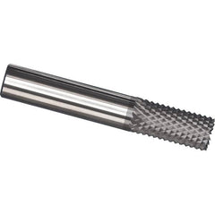 Made in USA - 1/4" Diam, 3/4" LOC, Burr End, Solid Carbide Diamond Pattern Router Bit - Right Hand Cut, 2-1/2" OAL, 1/4" Shank Diam, Use on Carbon & Honeycomb, Carbon Fiber, Composite, Fiberglass, Graphite - Caliber Tooling