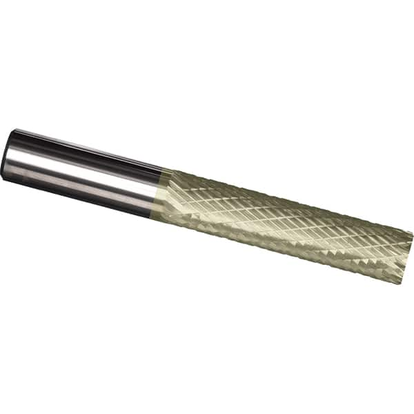 Made in USA - 3/8" Diam, 1" LOC, Plain End, Solid Carbide Diamond Pattern Router Bit - Right Hand Cut, 2-1/2" OAL, 3/8" Shank Diam, Use on Cast Iron, Stainless, Steel, Titanium - Caliber Tooling