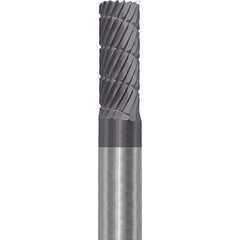 Made in USA - 6mm Cut Diam, 0.2362" Shank Diam, Cylinder Head Double Cut Burr - Carbide, 16mm LOC, 50mm OAL - Caliber Tooling